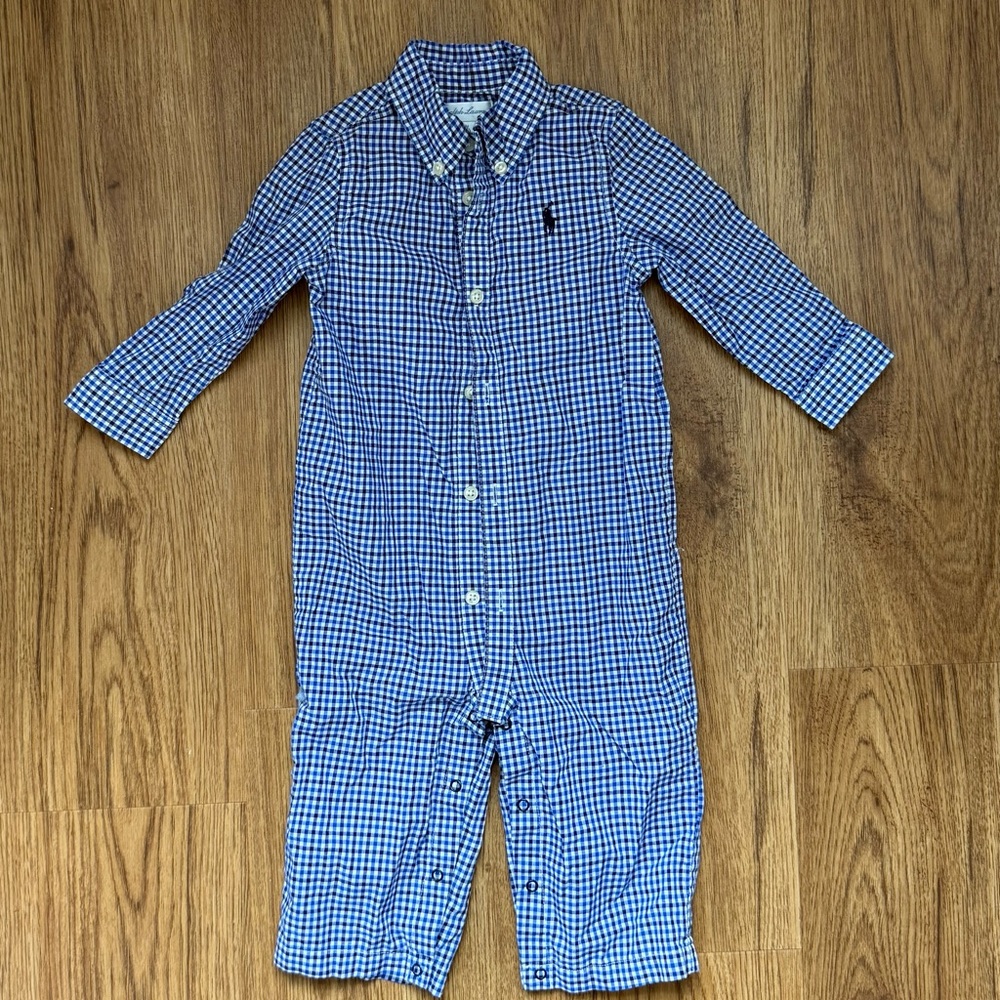 Ralph Lauren Blue Checkered Kids One Piece
